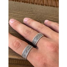 Aida Jewelss Ayarlanabilir Ölçü 925 Ayar Gümüş Kaplama Işçilikli 2li Yüzük Set