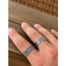 Aida Jewelss Ayarlanabilir Ölçü 925 Ayar Gümüş Kaplama Işçilikli 2li Yüzük Set