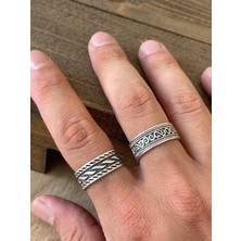 Aida Jewelss Ayarlanabilir Ölçü 925 Ayar Gümüş Kaplama Işçilikli 2li Yüzük Set