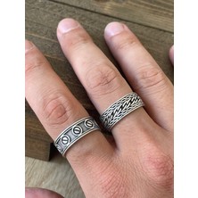 Aida Jewelss Ayarlanabilir Ölçü 925 Ayar Gümüş Kaplama Işçilikli 2li Yüzük Set