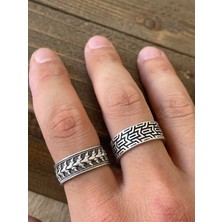 Aida Jewelss Ayarlanabilir Ölçü 925 Ayar Gümüş Kaplama Işçilikli 2li Yüzük Set