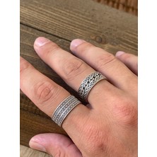 Aida Jewelss Ayarlanabilir Ölçü 925 Ayar Gümüş Kaplama Işçilikli 2li Yüzük Set