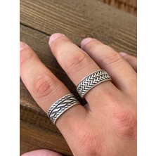 Aida Jewelss Ayarlanabilir Ölçü 925 Ayar Gümüş Kaplama Işçilikli 2li Yüzük Set