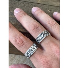 Aida Jewelss Ayarlanabilir Ölçü 925 Ayar Gümüş Kaplama Işçilikli 2li Yüzük Set