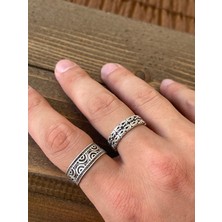 Aida Jewelss Ayarlanabilir Ölçü 925 Ayar Gümüş Kaplama Işçilikli 2li Yüzük Set