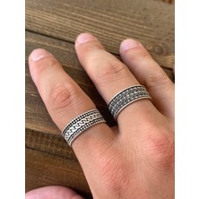 Aida Jewelss Ayarlanabilir Ölçü 925 Ayar Gümüş Kaplama Işçilikli 2li Yüzük Set