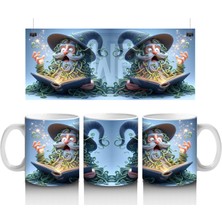 Büyü Kitabı Okuyan Fare Figürlü Tatlı Cadılar Bayramı Baskılı Kupa Bardak