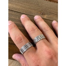 Aida Jewelss Ayarlanabilir Ölçü 925 Ayar Gümüş Kaplama Işçilikli 2li Yüzük Set