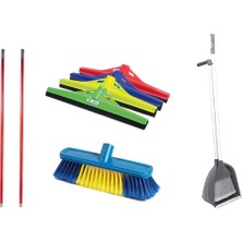 Çekpas 40CM, Yer Fırçası, Hazneli Faraş, 2 Metal Sap ile Temizlik Seti