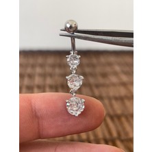 Aida Jewelss 316 L Cerrahi Çelik Pırlanta Modeli Parlak Zirkon Taşlı Sallantılı Göbek Piercingi