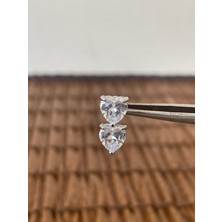 Aida Jewelss 316 L Cerrahi Çelik Çift Kalpli Parlak Zirkon Taşlı Göbek Piercingi