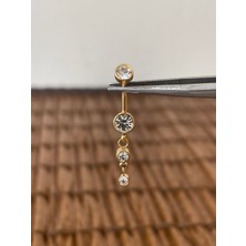 Aida Jewelss 316 L Cerrahi Çelik Su Yolu Zirkon Taşlı Göbek Piercingi
