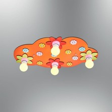 Kırmızı Çiçek Tasarımlı Çocuk Odası Armatürü, Sıcak ve Neşeli Atmosfer