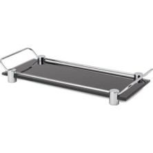System Banyo Aksesuarları Tezgah Üstü Banyo Tepsi Cam Siyah|Krom 36x125x312 mm