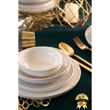 Beyaz 24 Parça 6 Kişilik Porselen Yemek Takımı Seti