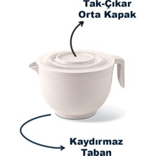 3 Litre Kapaklı Çırpma Kabı, Mikser Kase, Karıştırma Kabı