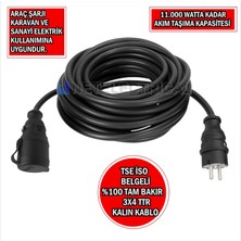 Tekli 19 Metre 3x4 Ttr Tam Bakır Kalın Kablolu Bem-Ba Kauçuk Grup Priz