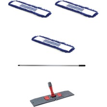 Mavi Statik Toz Mop Takımı, 50 Cm, 3'lü Set, Tutucu ve Sapli, Temizlik Kolaylığı