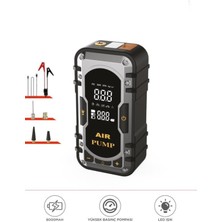 Aps-02 Taşnabilir Dijital Ekranlı Araç Akü Takviyeli,powerbank,ışıklı Oto Hava Kompresörü