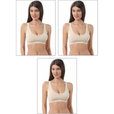 3'lü Paket %100 Pamuklu Ribana Boş Kap Balensiz Yarım Sütyen