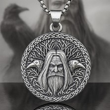 Viking Mitolojisi Huginn & Muninn Temalı Madalyon Odin Kolye