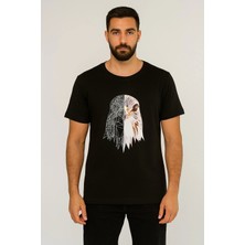 Erkek  Kartal Baskılı T-Shirt