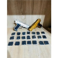 Oyuncak Tabanca Oyuncak Silah Silver - Gold Renk Boncuklu Oyuncak Tabanca 1 Adet 21 Paket Boncuk