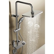 Aquashower LED Göstergeli Gri Piyano Banyo Batarya Robot Tepe Yağmurlama Duş Seti Garantili
