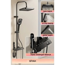 Aquashower LED Göstergeli Siyah Piyano Banyo Batarya Robot Tepe Yağmurlama Duş Seti Garantili