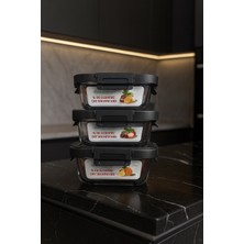 3 Adet 370 ml Sızdırmaz Isıya Dayanıklı Cam Saklama Kabı