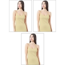 3'lü Paket Kadın Pamuklu Ribana Esnek Rahat Ip Askılı Örme Atlet