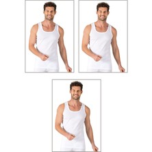 3'lü Paket Erkek %100 Pamuklu Ribana Esnek Rahat Kalın Askılı Örme Atlet