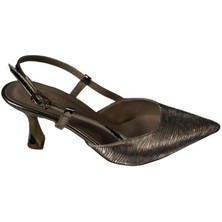 Yazkış Kadın  Altın Parlak Petek Malzeme 8cm Kadeh Topuk Önü Sivri Arkası Açık Fantazi Ayakkabı