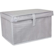 Gri Çizgili Çok Amaçlı Mini Kutu 40X30X26 Cm, Şık ve Kullanışlı Saklama Çözümü