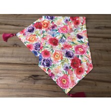 Trend Yuvam Ev Tekstil Ürünleri Suluboya Çok Renkli Çiçek Desenli Runner