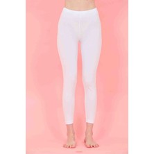 Beyaz Rahat Kalıp Ağlı Penye Tayt