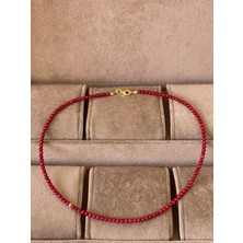 Aida Jewelss 14 Ayar Altın Dorikalı Doğal Mercan Taşlı Zarif Altın Kolye