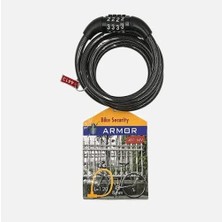 Şifreli 120 cm x 8 mm Kablo - Sabit 3 Basamaklı - Siyah Bisiklet Kilit