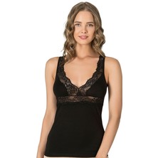 Kadın Pamuklu Dantel Detaylı Kalın Askılı Atlet