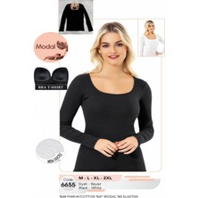 Iç Giyim Kota Modal Kaşkorse Kumaş Derin Oval Yaka Kendinden Sütyenli Uzun Kol Atlet