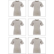 6'li Paket Erkek Çocuk %100 Pamuklu Ribana Esnek Rahat Yarım Kol Kapalı Yaka Fanila T-Shirt