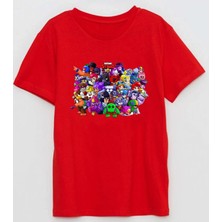 Yuvarlak Baskılı Brawl Stars Karakterleri Pamuklu Çocuk Tshirt