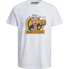 Beer O'clock Baskılı Bira Baskılı Pamuklu Tişört