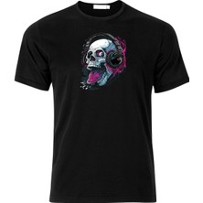 Skull One Baskılı Siyah Erkek T-Shirt