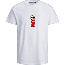 Unisex Vettel F1 Baskılı Beyaz Erkek T-Shirt