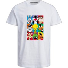 Çizgi Film Karakterleri Baskılı Erkek T-Shirt