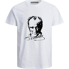 SİLÜET VE İMZA ATATÜRK BASKILI ÇOCUK PAMUKLU BEYAZ T-SHİRT