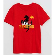 Lewis Hamltn 44 Baskılı Erkek Kırmızı Tişört