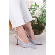 Fort 042-363 Fls Taş Baskılı Önü Kapalı Arkası Açık Topuklu Kadın Ayakkabı