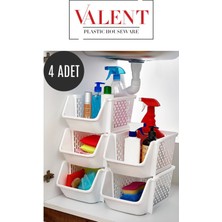 4'lü Içi Istiflenebilir Düzenleyici, Katlı Organizer, Lavabo ve Buzdolabı Için